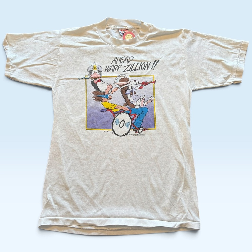 Vintage Bloom County Shirt Mens Medium White Ahead Warp Zillion Opus Tee T-Shirt